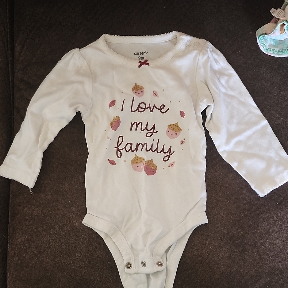 Carter's Cream Long Sleeve Bodysuit with Family Design